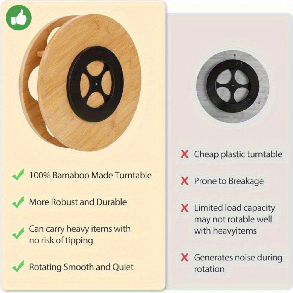 7-Bottle 360° Rotating Wooden Organizer with Protective Pad - Durable Coffee & Kitchen Syrup Rack for Bar, Living Room & Desktop - Easy Assembly, tidy desktop