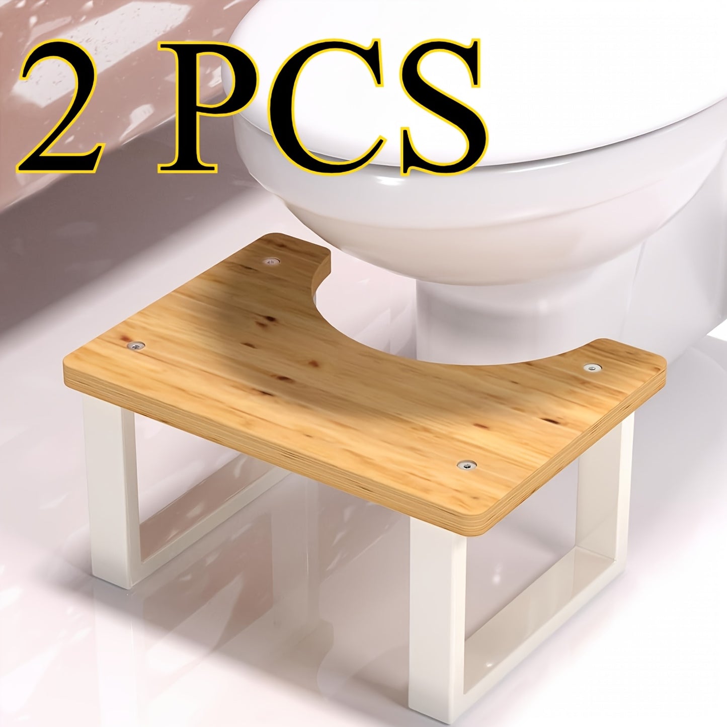 Squat Toilet Stool with Non-Slip Bamboo Surface, Wide Base & 400 LBS Capacity – Ergonomic Bathroom Foot Stool for Adults, Potty Training Aid, Stain & Crack Resistant, Fits Most Toilets, Home & Hotel Use