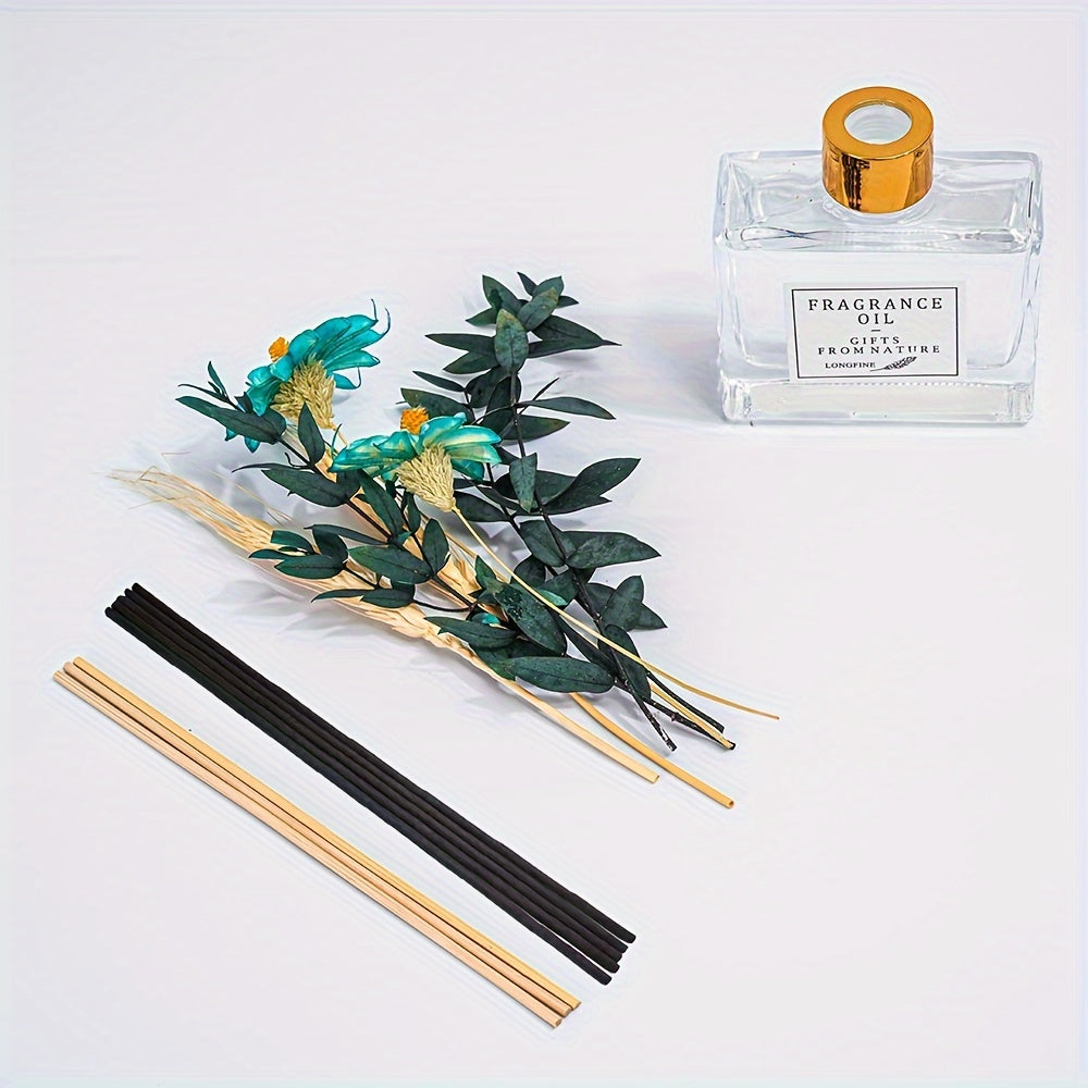 Jasmine Scent Reed Diffuser Sets 4.05 Oz (120ml) With Real Flower Diffuser Stick Home Fragrance Light Aroma Scented Home Décor Essential Oil