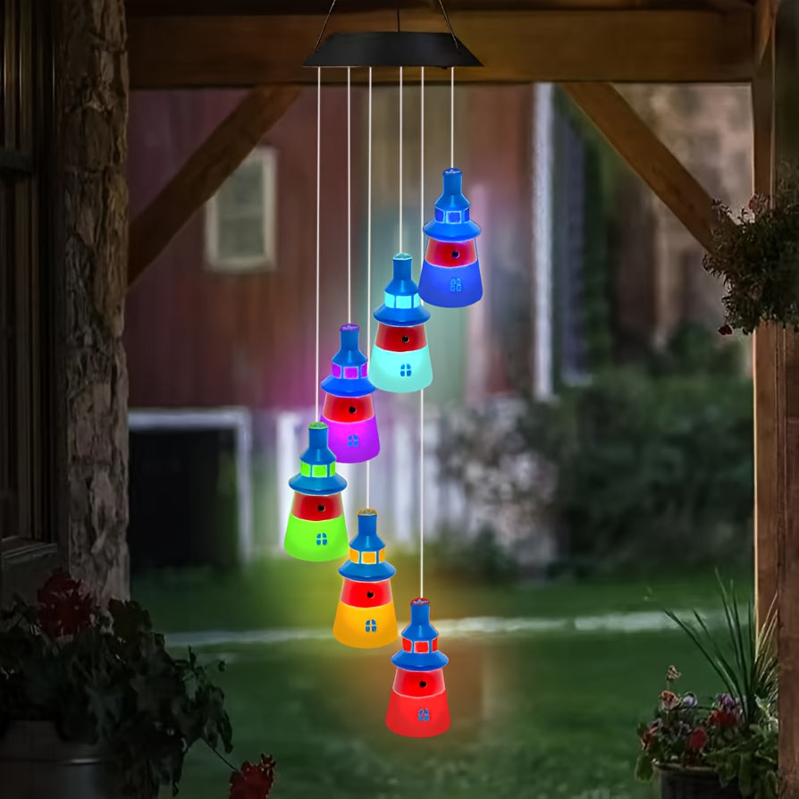 Outdoor Solar Hanging Light, Solar Series, Outdoor Rainbow Lighthouse, Suitable for Outdoor Garden Festival Decoration