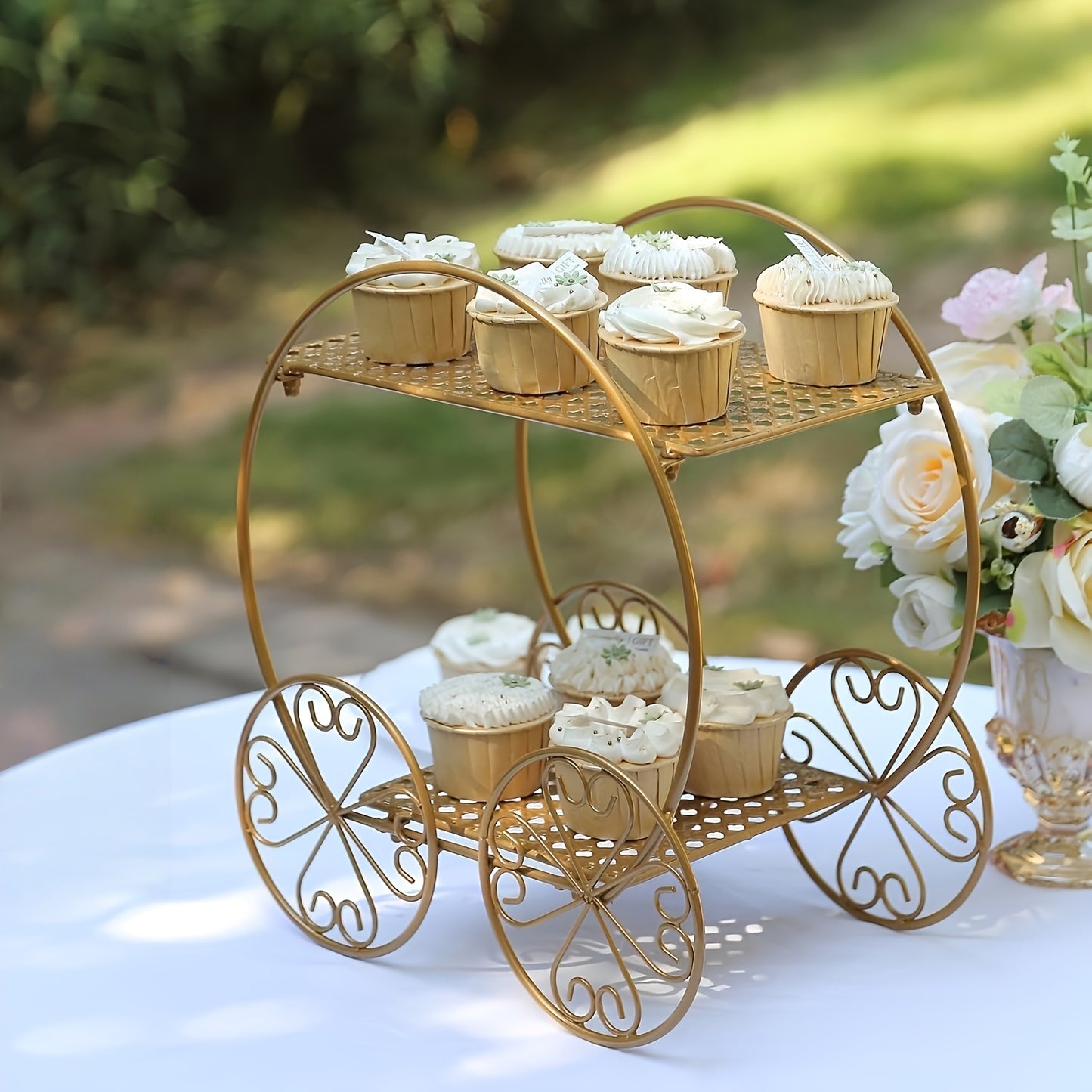 of 3 | Golden Metal Geometric Stackable Cake Dessert Stand Pedestals with Square Plastic Top Local Warehouse, Kitchen Additions, Spring Decorations, Summer Decorations, Valentine'S Day Decorations, Wedding Season