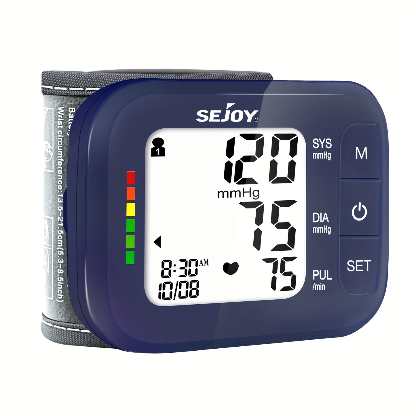 Sejoy Automatic Digital Blood Pressure Monitor for Home Use - Wrist BP Machine with Large LCD Display, Portable & Accurate BP Device, Wrist Strap & Batteries Included, -Compliant for Management & Travel