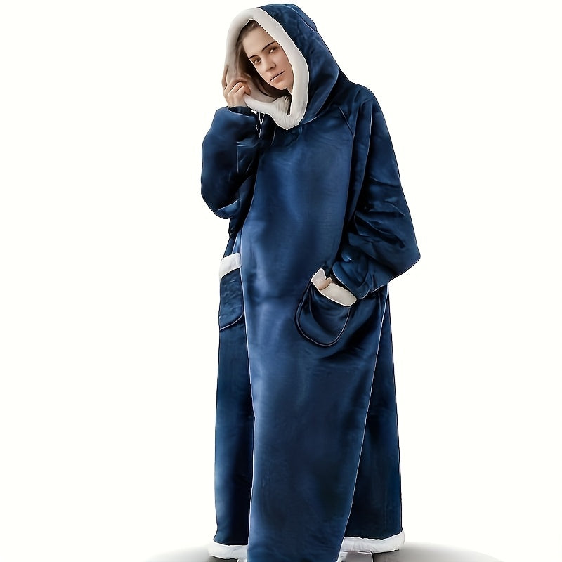 Ultra Soft Double Face Hooded Sweater, Wearable Blanket For Women And Men, Oversized Sportswear Hoodie, Ultra Soft Warm Comfortable Wearable Blanket Hooded Sweater, Suitable For Large MouthsBag Adult