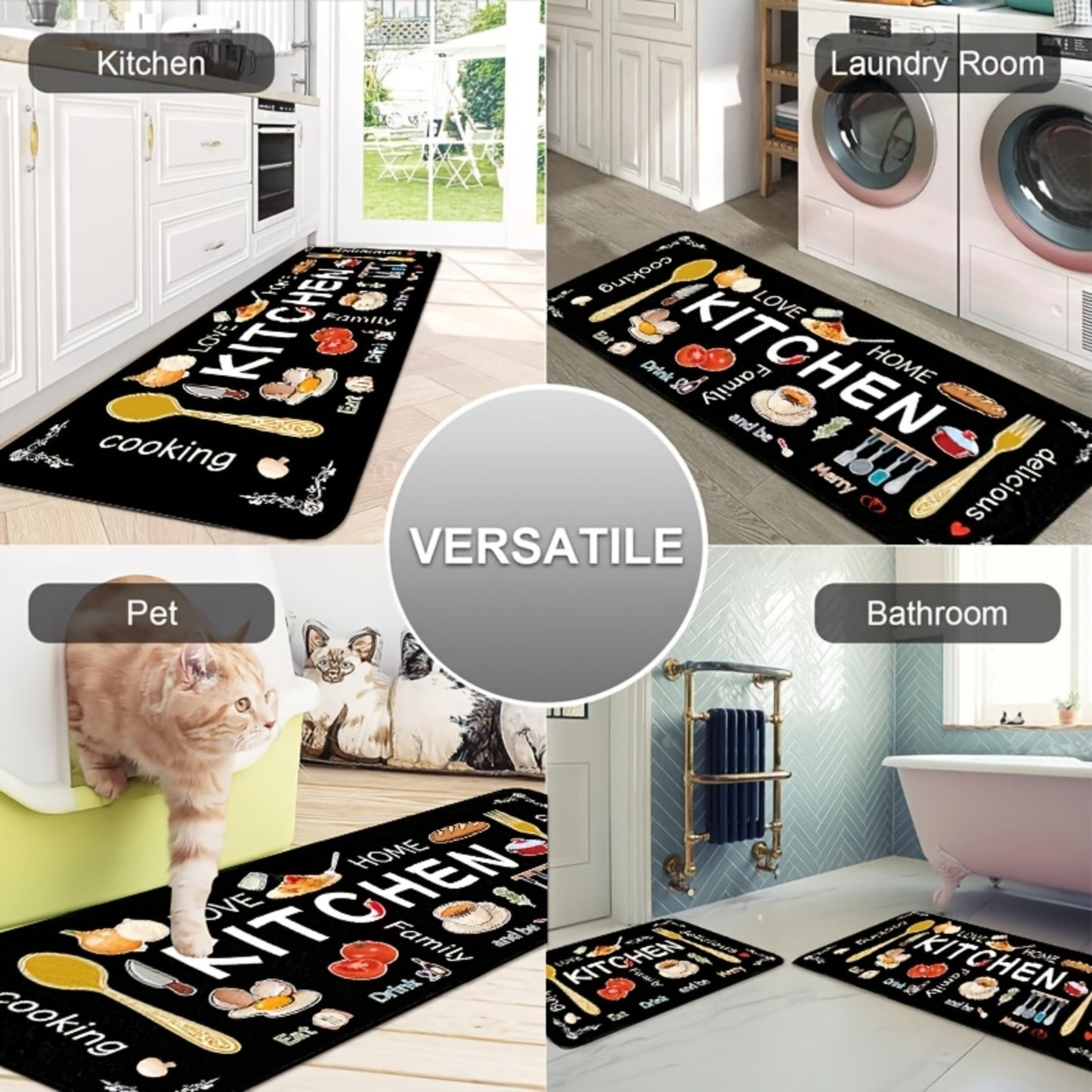 3pcs Kitchen Carpet Set, Egg Beater, Knife And Fork Kitchen Mat Theme, Decorative Carpet, Soft, Easy To Clean, Suitable For Bedrooms, Living And Dining Room, Kitchen, Bathroom, Gifts For Friends And Family, Kitchen Accessories, Father'S Day Gift
