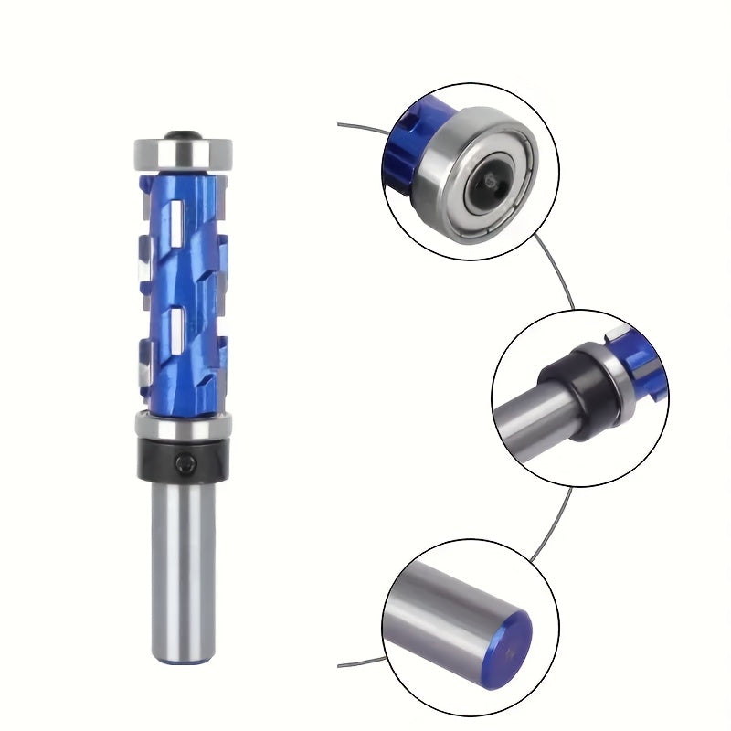 1pc Carbide Flush Trim Router Bit, Metal, 1/2" Round Shank Double Bearing Design, for Woodworking Projects, Precision Trimming & Template Work