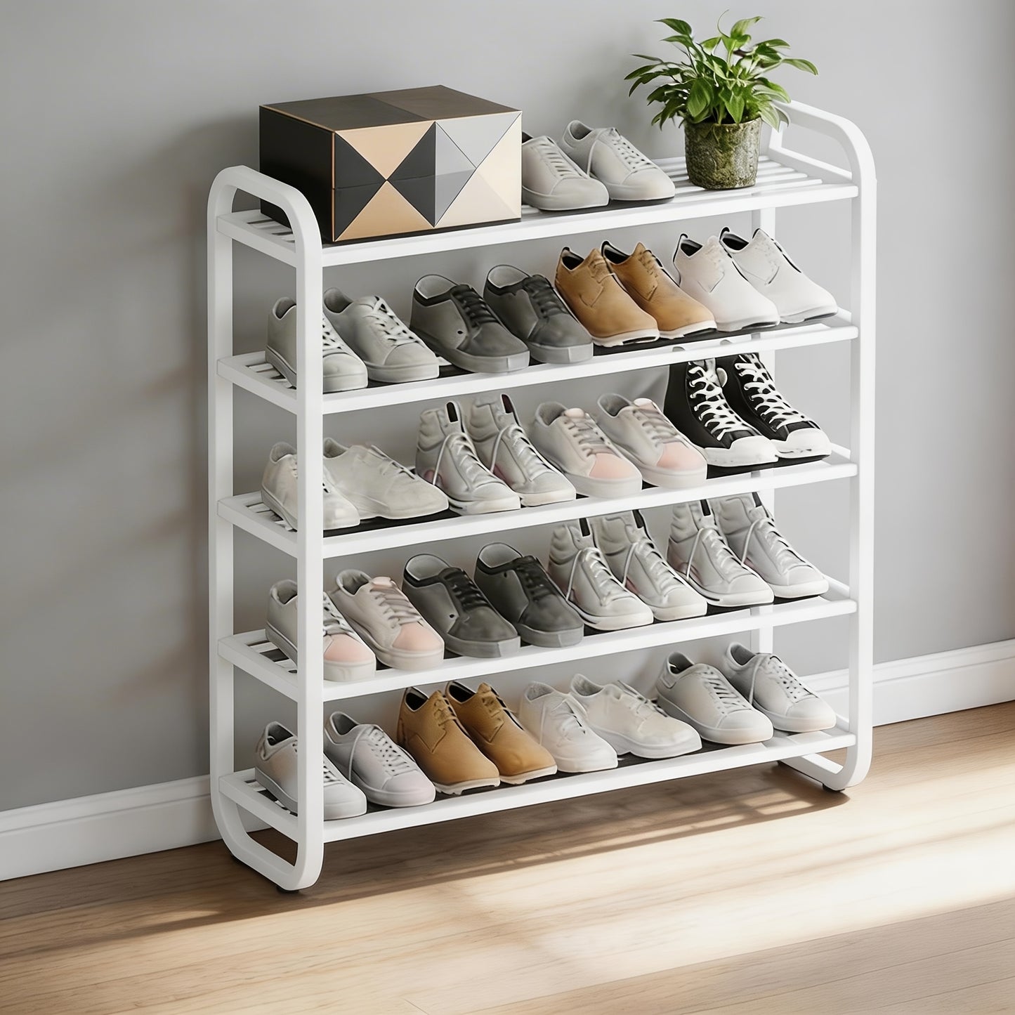 Space-Saving 5-Layer Shoe Rack, Easy And Durable Shoe Storage Organizer, Narrow Seam Available, Floor-To-Ceiling Installation, Shoe Rack Organizer in Living Room at Home Door, Shoe Shelf