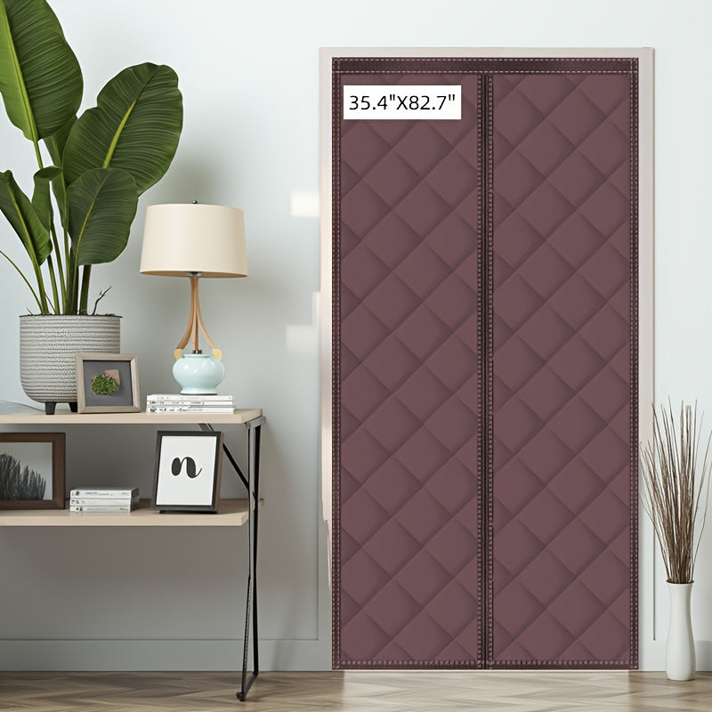 Magnetic Thermal Insulated Door Curtain, Fits 36" X 80" Door (Curtain Size 38'' X 82''), Insulation Cover Blanket for Winter/Sliding Glass/Patio Doors, Keep Cold Out, Grey/Brown