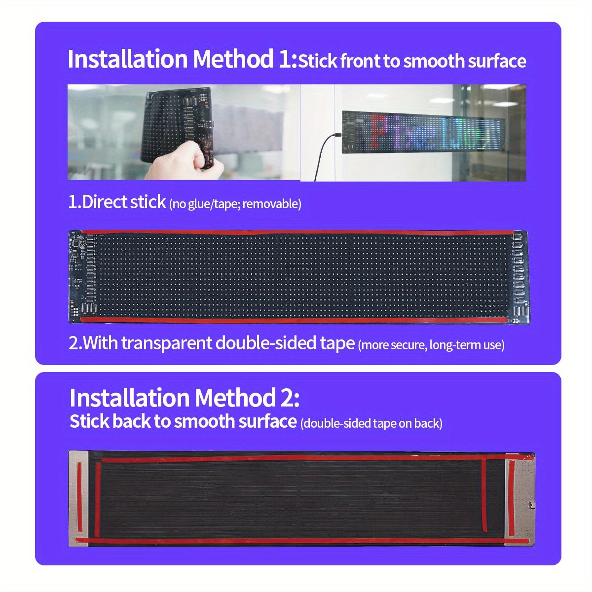LED Scrolling Display Board with Bluetooth App Control, USB Powered Programmable RGB Matrix Panel for Text, Patterns & Animations, Indoor Sign for Shop, Bar, Hotel, Gas Station, Restaurant, Movie Screen