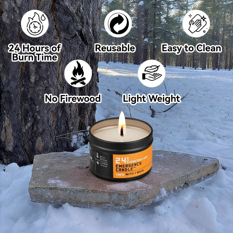 Emergency Soy Wax Candles 24-Hour Long Burning – 4 or 6 Pack Unscented Single-Wick Candles in Golden Tin for Power Outages, Survival, Camping, Hunting & Outdoor Activities | Bulk Emergency Candle Set