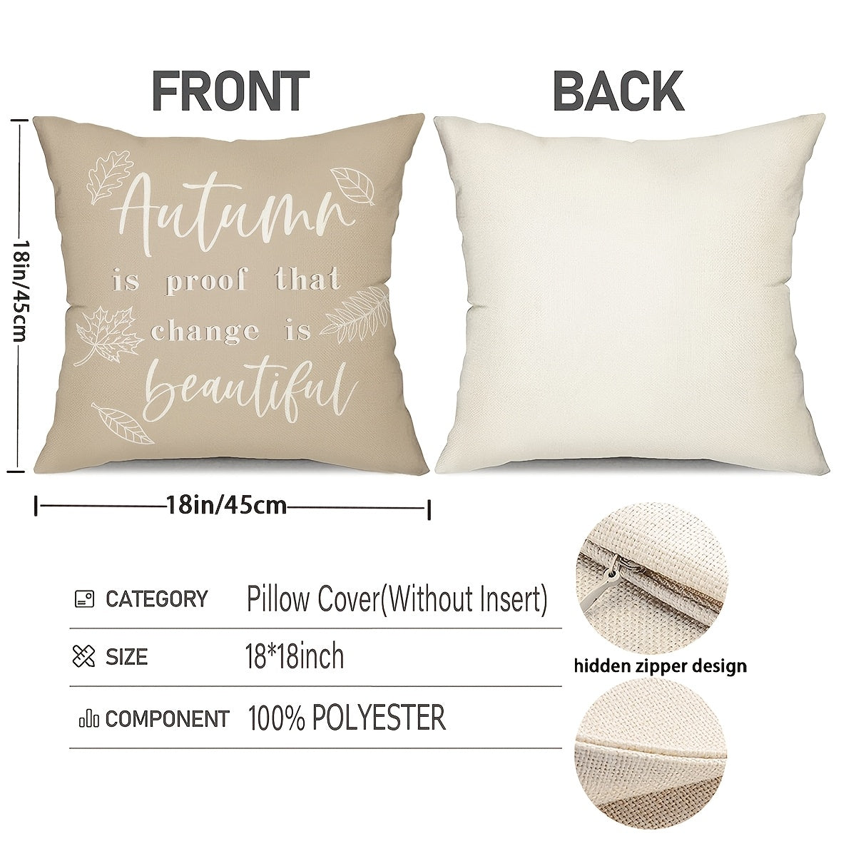 4pcs, Boho Wildflowers Fall Throw Pillow Covers, Autumn Pumpkin Harvest Home Decor Cushion Covers, 18in*18in, Rustic Styel Farmhouse Thankful Grateful Decor PillowCases for Porch Patio Couch Sofa Living Room Outdoor, Set Of 4, Without Pillow Inserts