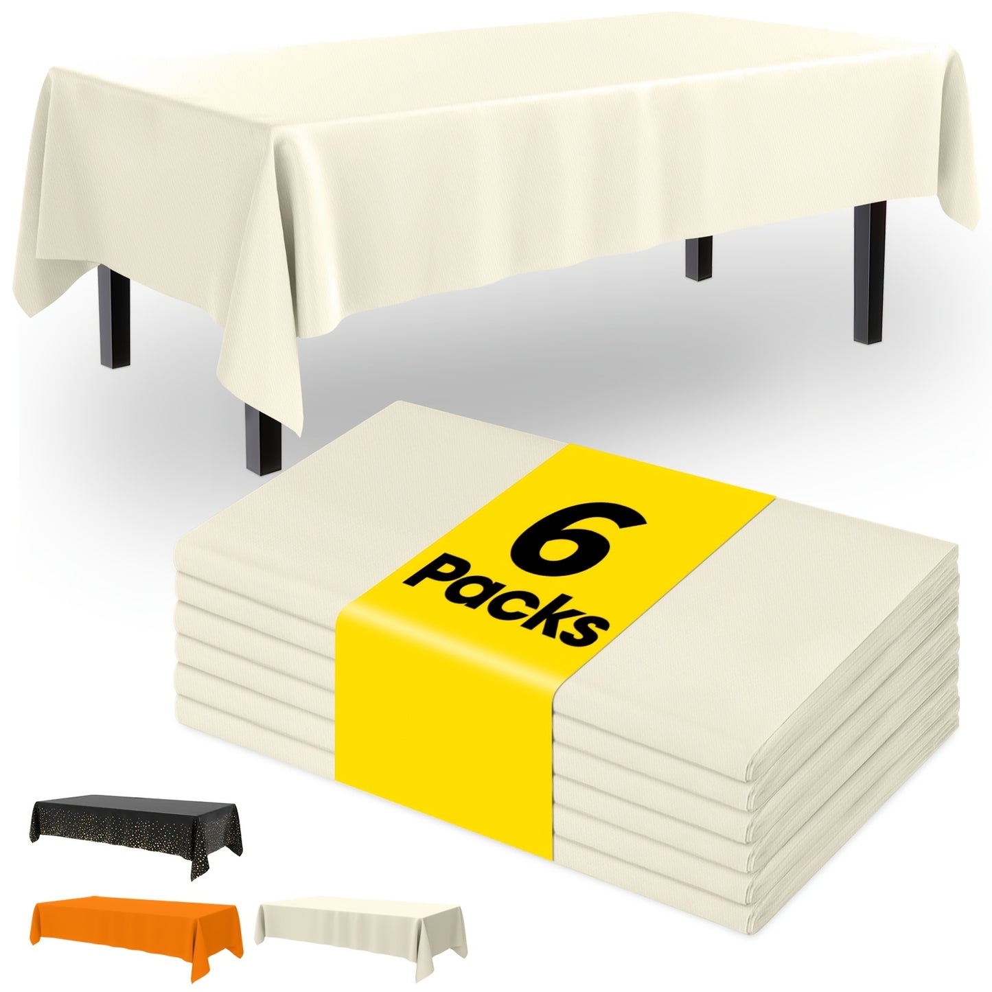 4/6/8 Pack New Arrival Large Disposable Tablecloths, 54"×108" Rectangle Plastic Party Table Covers, & PEVA, Multiple Colors, Easy Cleanup For Birthday Parties, Picnics, Kids Events & Holiday Celebrations