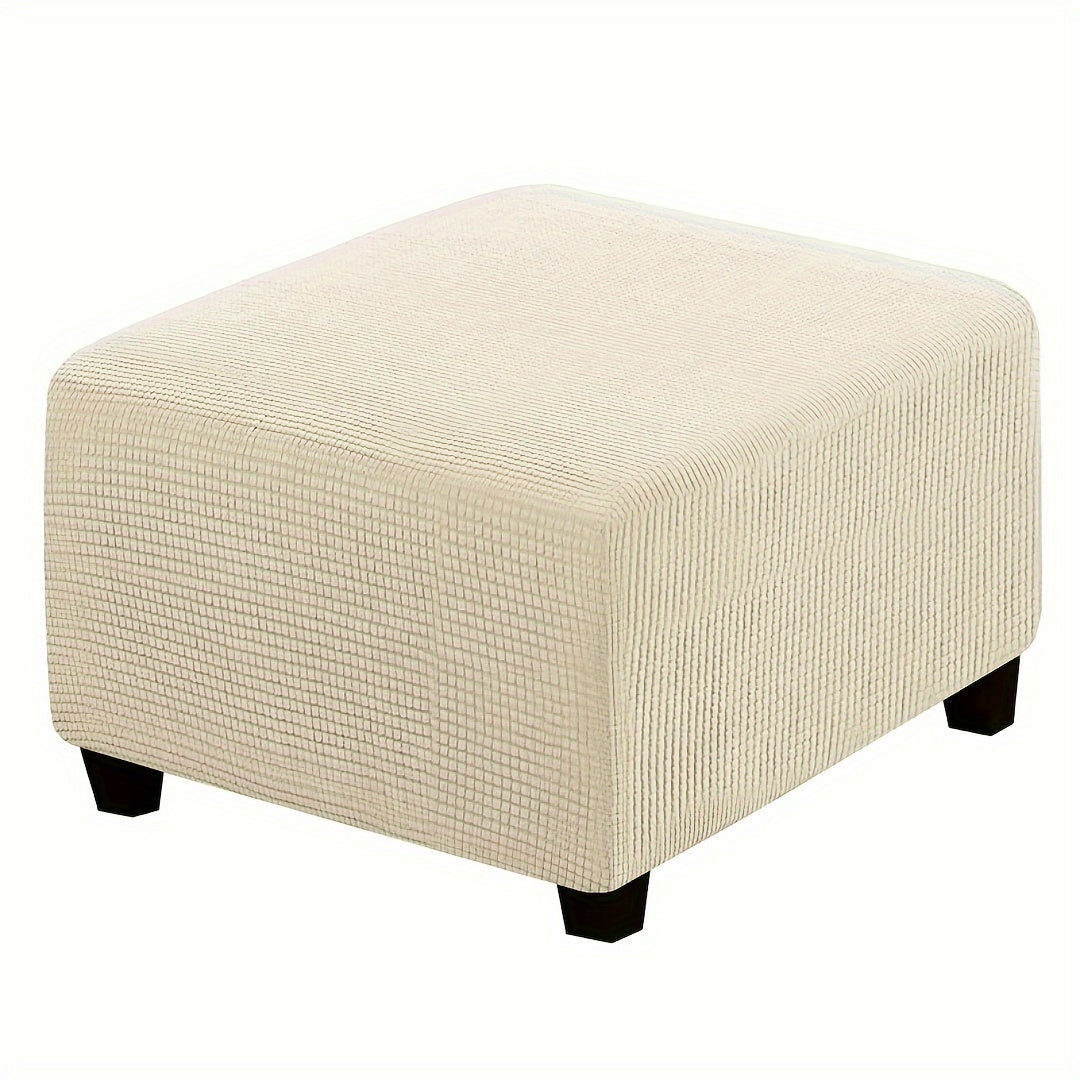 Classic Elastic Square Ottoman Footstool Cover - Slipcover with Grip Polyester, Stretch Protector, And Elastic-Band Closure - Machine Washable - Home Office Decor - 1pc