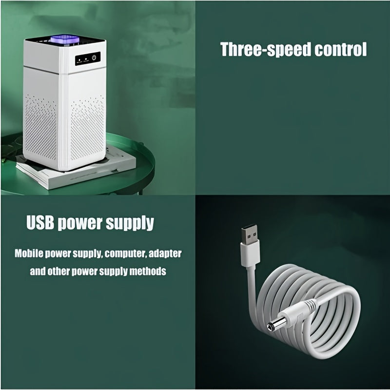 2 Sets Large Room Air Purifier with Filters USB Charging Cable, Remove Odors And Dust Air Purifiers for Home Bedroom Room Office