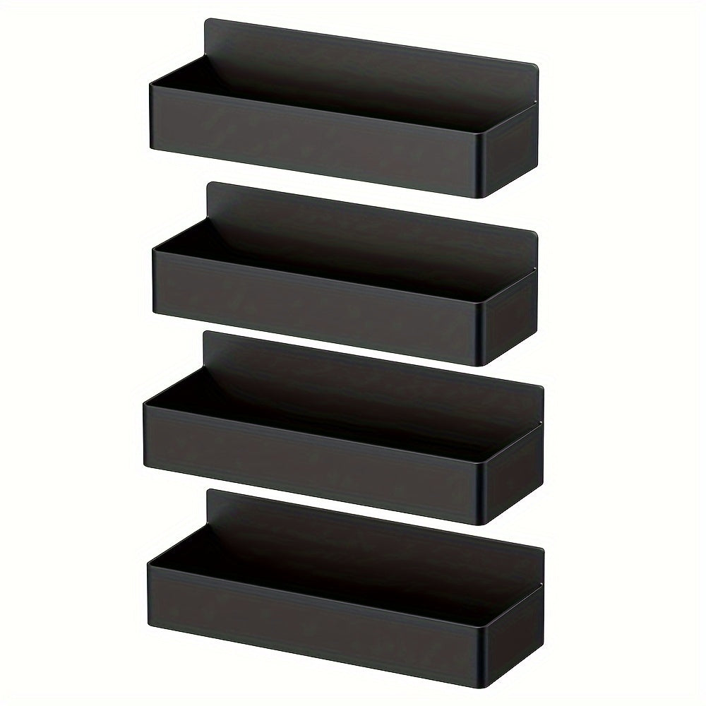 2pcs/ 4pcs Large Capacity Black And White Magnetic Spice Rack, Multifunctional Wall Mounted Storage Rack, Refrigerator Storage Rack