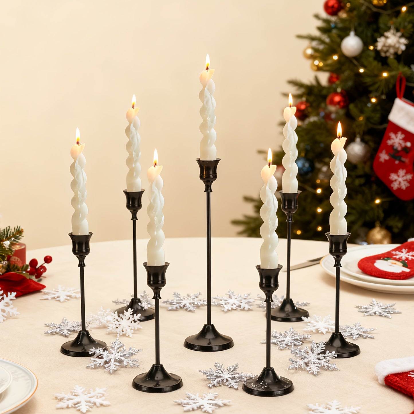 Cone Candle Holders Set of 30, Bulk Metal Candle Stands, Vintage Taper Candle Holders for Home Decor, Fireplace Centerpiece, Festive Dining Table Decorations