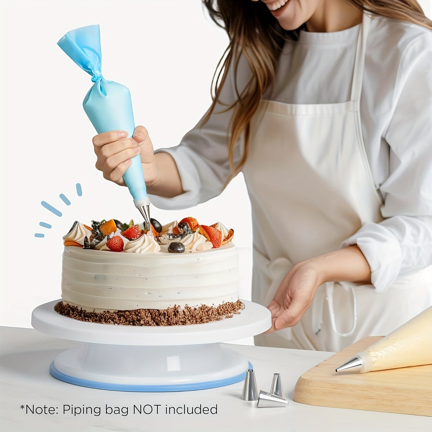 22pcs Velostar Cake Decoration Set Featuring Stainless Steel Piping Tips, Two Pastry Bags, Three Scrapers, And a Cake Turntable Stand - Ideal for Holiday Baking And Festive Cake Decoration Supplies
