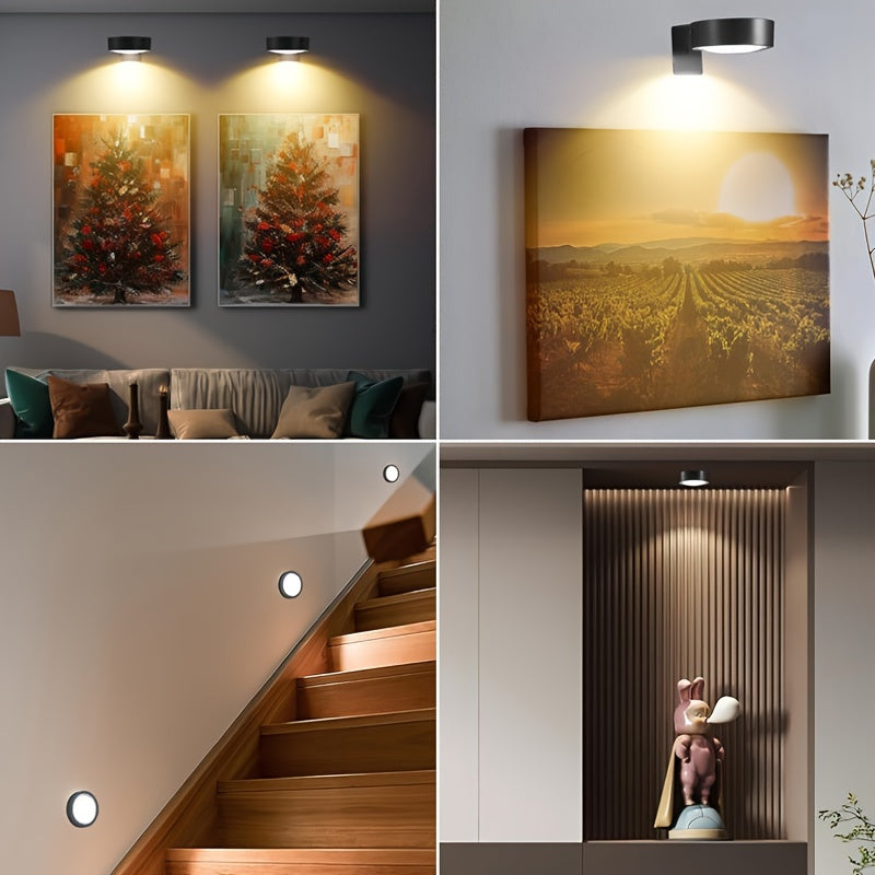 3-Pack Battery Operated Picture Lights, Magnetic Painting Light with 3 Lighting Modes, Remote And Timer Art Display Light for Picture Art Working Frame Portrait, Dimmable Wireless Wall Puck Lights-Black