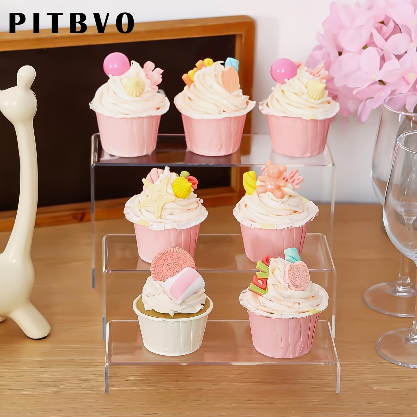10/20pcs of PITBVO Acrylic Display Risers in Various Sizes, Transparent Acrylic Stands for Showcasing Funko Pop Figures, Cupcakes, Jewelry, Perfumes, And More (Large Size)