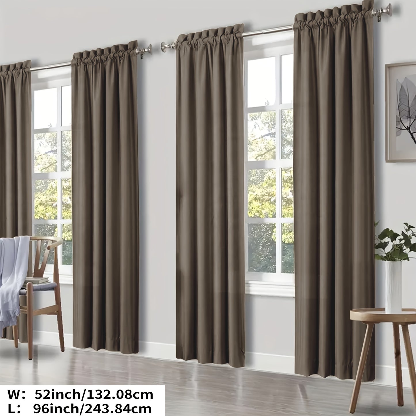 YOULEYAR 4 Panel Modern Blackout Thermal Insulated Energy Saving Curtain Drapes - Blocking Thermal, Solid Color Panels Suitable for Bedroom, Living Room, - Rod Pocket, Year-Round Use