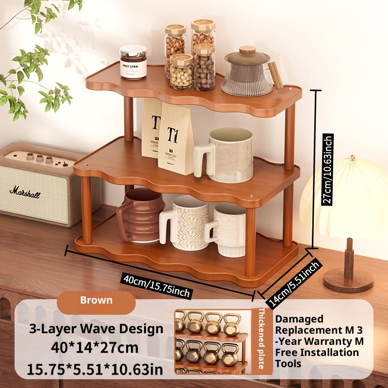 3-Tier Space-Saving Ladder Cup Holder Storage Rack - Multi-Purpose Countertop Organizer for Coffee Mugs, Teacups, Water Glasses | Kitchen Counter, Dining Table, Entryway Shelf & Dessert Display Rack