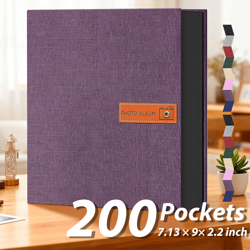 Photo Album 4x6 200 Pockets Photo With Label, Linen Hardcover Photo Albums For Wedding Gifts Baby Memory Travel Anniversary Brithday School, Picture Book With Horizontal & Vertical Photos Scrapbook Photo Album Book Valentines Day Gifts Gifts For Mom