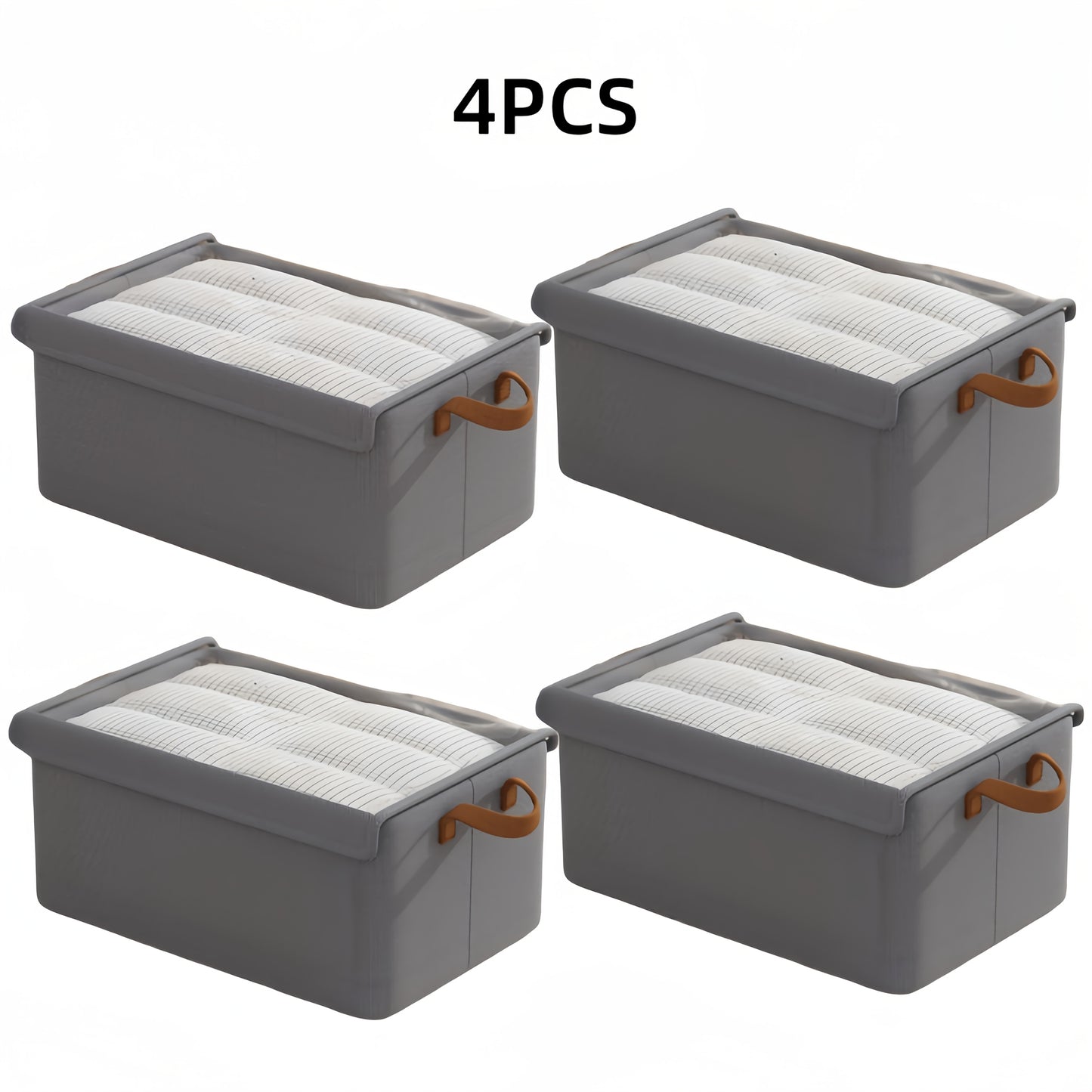 Foldable Storage Boxes with Clear Lids & Handles Large Collapsible Organizer Bins for Clothes, Blankets & Bedding – Bedroom, Wardrobe & Under Bed Storage, 4 or 6 Pack