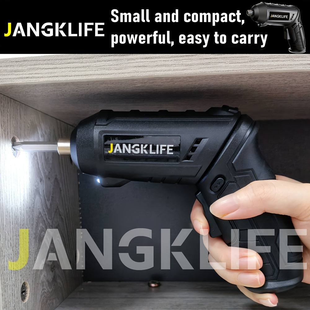 16pcs Small Hand-Held Electric Screwdriver Set, 90° Rotatable Foldable Screwdriver Bits, Cordless, Rechargeable Lithium Battery, 1200mAh Capacity, JANGKLIFE