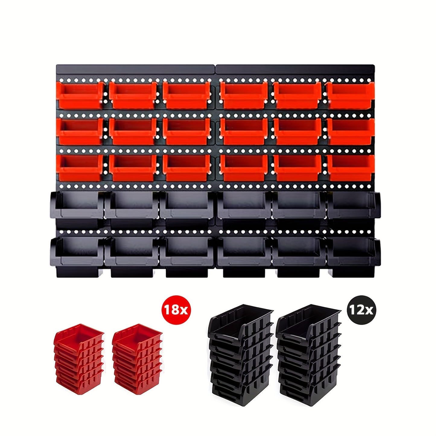 30pcs Heavy-Duty Wall-Mounted Storage Shelf System with Shelves & Suitable for Screws, Nuts, Bolts, Nails, Beads - Plastic Tool Organizer with Multi-Tier Shelves, Easy Install for Garage, Workshop, Craft Room - Space-Saving Gift, Storage Racks