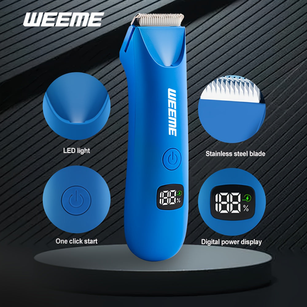 Men's Body Hair Trimmer USB Rechargeable - Chest, Leg & Armpit Hair Trimmer with LCD Display & LED Light, Cordless Electric Body Groomer for Men, Gift for Dad, Husband, Son, Birthday & Father's Day