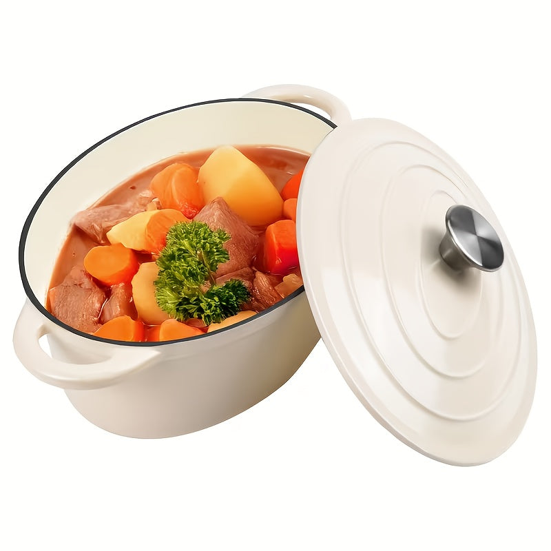 Cast Iron Dutch Oven with Enamel Coating 4.5QT - Lid & Dual Handles, Even Heat Distribution for Bread Baking, Slow Cooking, Roasting & Braising, Works on All Stovetops & Oven