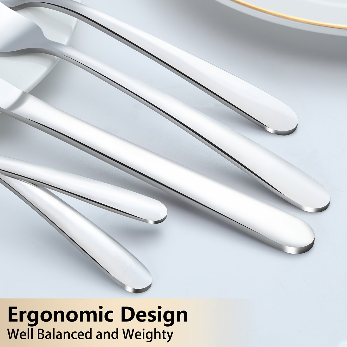 90P Stainless Steel Silverware Suitable for 18 People to Use, 60/90pcs, Steak Knife, Salad Fork, Dessert Spoons, Cutlery Set with Gift Box, Kitchen Accessories, Home Outdoor, Wedding Camping Stuff, Halloween Party Gift, Dishwasher Safe