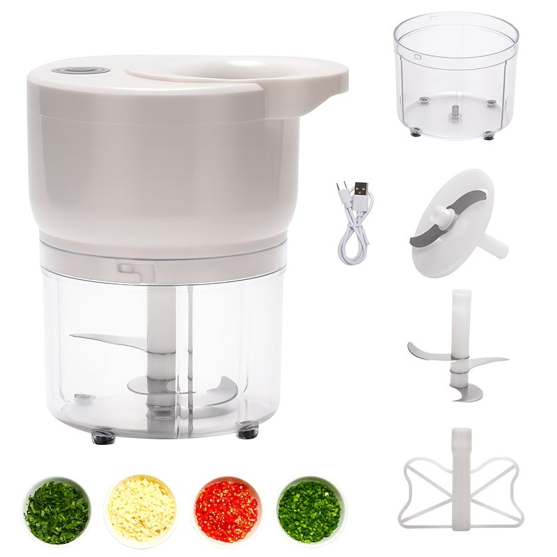 1pc Wireless Portable Electric Food Chopper, Mini Electric Garlic Crusher, Upgrade Your Kitchen with This Powerful Electric Garlic Chopper - 3.38/ 8.45oz USB Meat Grinder And Masher!