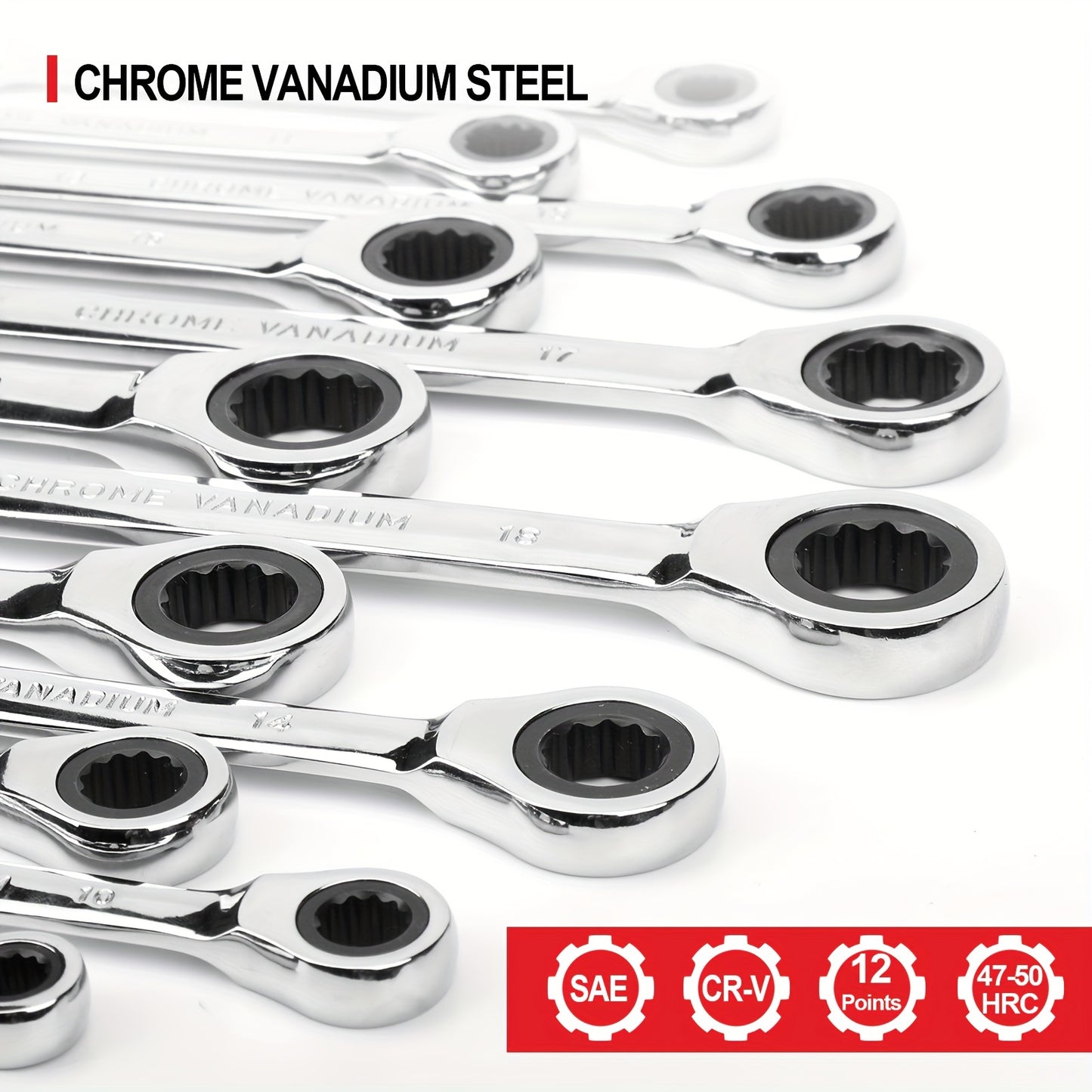 Ratcheting Wrench Set 22pcs, SAE 1/4-3/4 Inch & 6-18 Mm, Standard Combination Ratchet Wrenches Set For Car Repair And Household Equipment Repair, Chrome Vanadium Steel, Portable Handbag