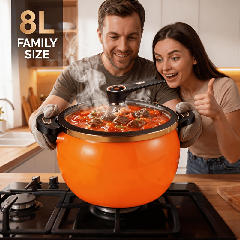 Large Capacity Soup Pot with Twist Lock Handle, Suitable for Quick Cooking, Non Stick Pot 1.85 US Gallon Multifunctional Cooking Pot, Gas Stove, Open Flame And Induction Cooker, Universal Stew Pot for Households, Restaurants
