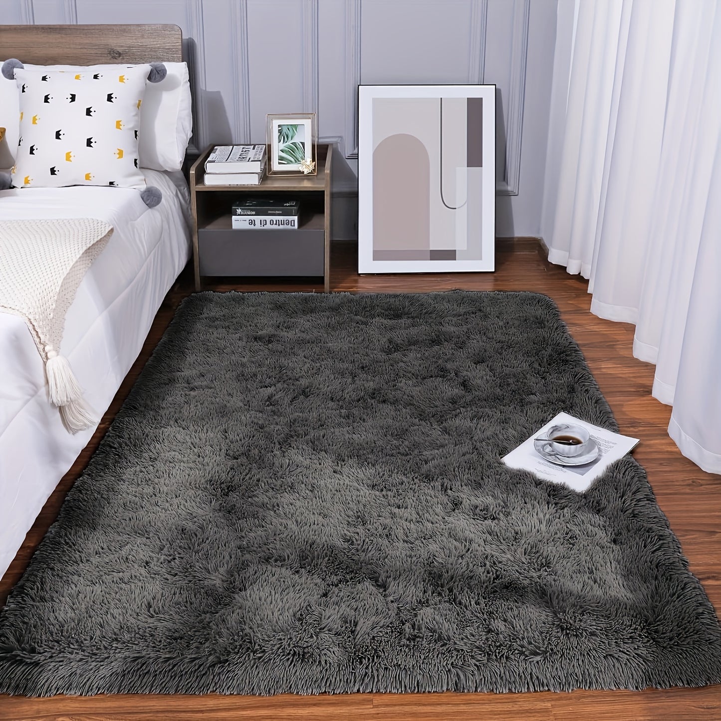 Soft Plush Area Rugs Non-slip Fuzzy Plush Soft Shaggy Bedside Rug Tie-Dyed Living Room Carpet Teen Dorm Home DecorPet Friendly Bedroom Living Room Nursery Room Rug Home Decor Room Decor