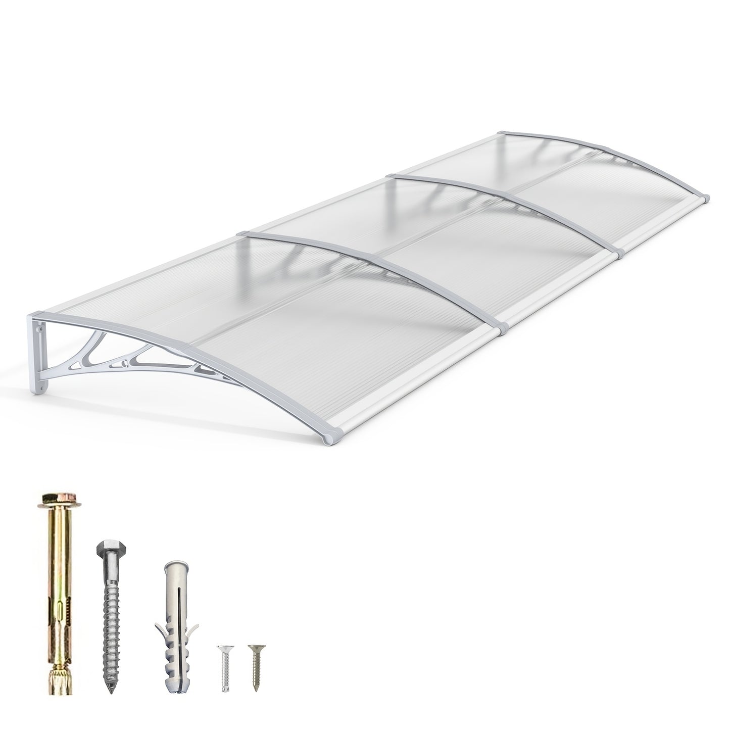 30/ 40/ 48/ 60/ 80" Window Awning Door Canopy Overhang Awnings for Doorways Polycarbonate Cover Patio Door Awning UV Rain Snow Sunlight Protection Hollow Sheet