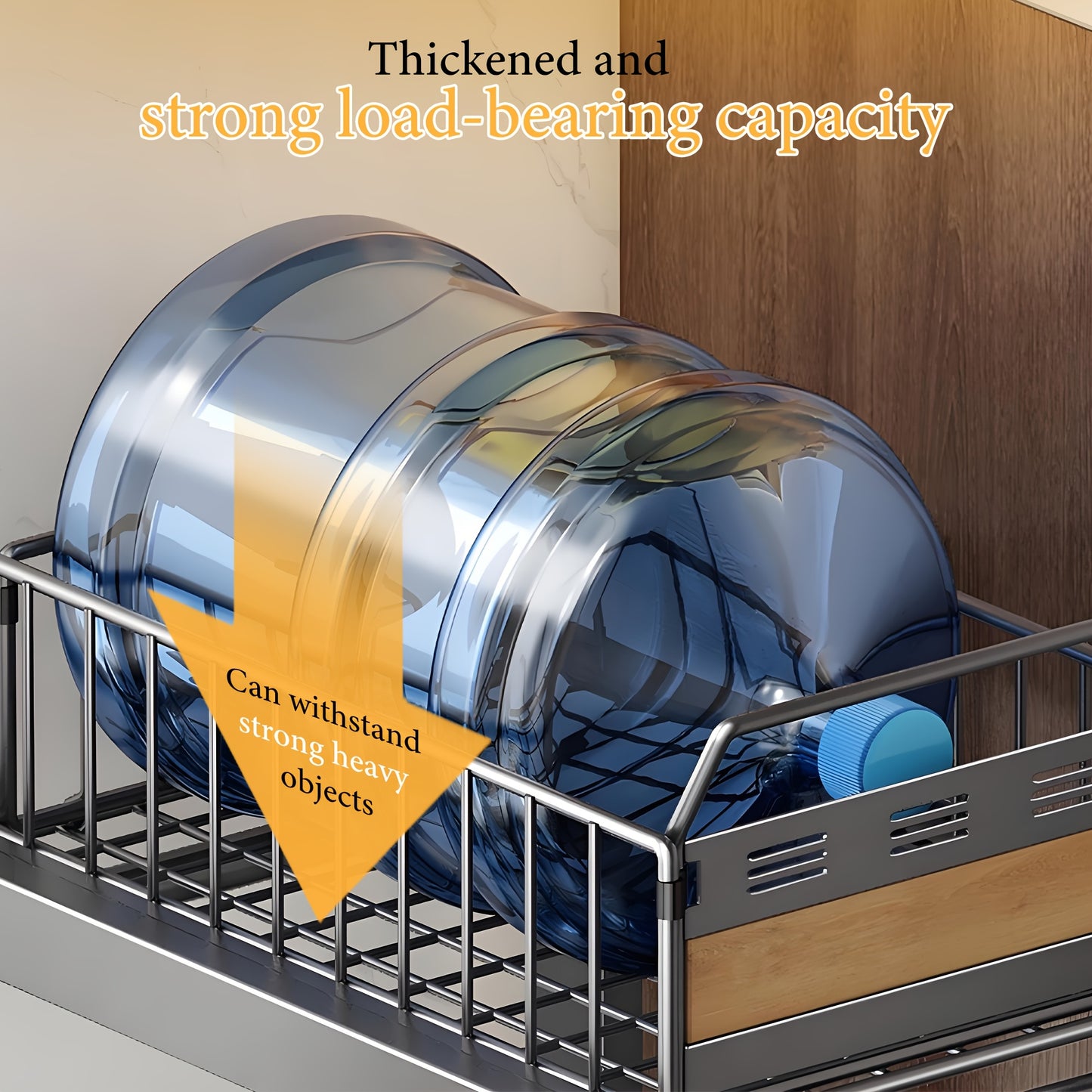 1pc Multi-Layer Under-Sink Pull-Out Storage Rack - Carbon Steel Kitchen Organizer with Wire Baskets & Wood Accents, Space-Saving Tiered Design for Dishes, Condiments, Cleaning Supplies - Easy-Glide Drawers for Kitchen, Pantry, Bathroom, Garage
