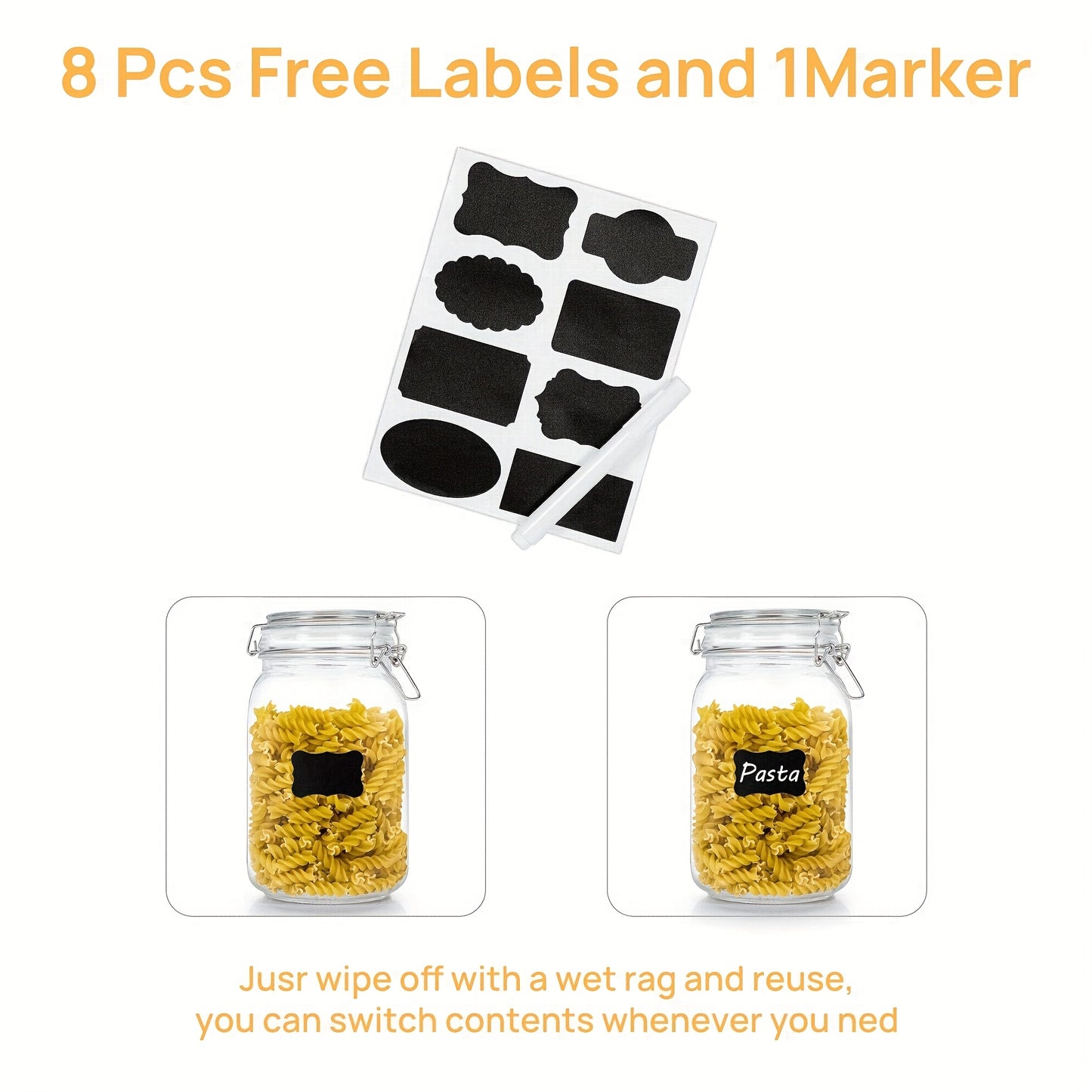 50Oz Airtight Glass Jars with Lids, 3pcs Food Storage Canisters for Kitchen And Pantry Organization, Square Mason Jar Containers for Storing Sugar, Flour, Cereal, Coffee, Mother'S Day Gifts