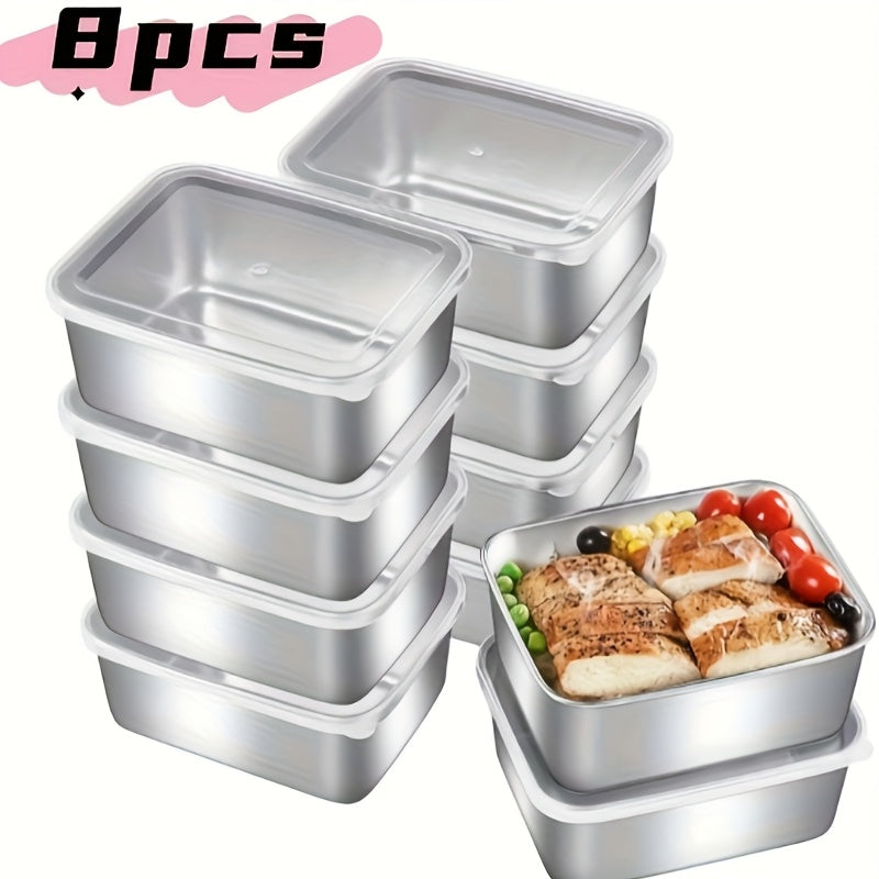 5/6/8pcs Stainless Steel Food Storage Container with Lid And Fresh-Keeping Box, Suitable for Outdoor Picnics, Pre Meal Preparation, Refrigerator Storage, And Kitchen Tidying