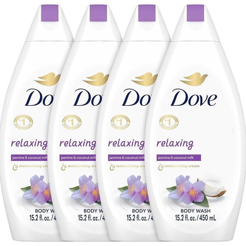 Pack Of 4 Dove Moisture Body Wash RELAXING jasmine & coconut 15.2oz