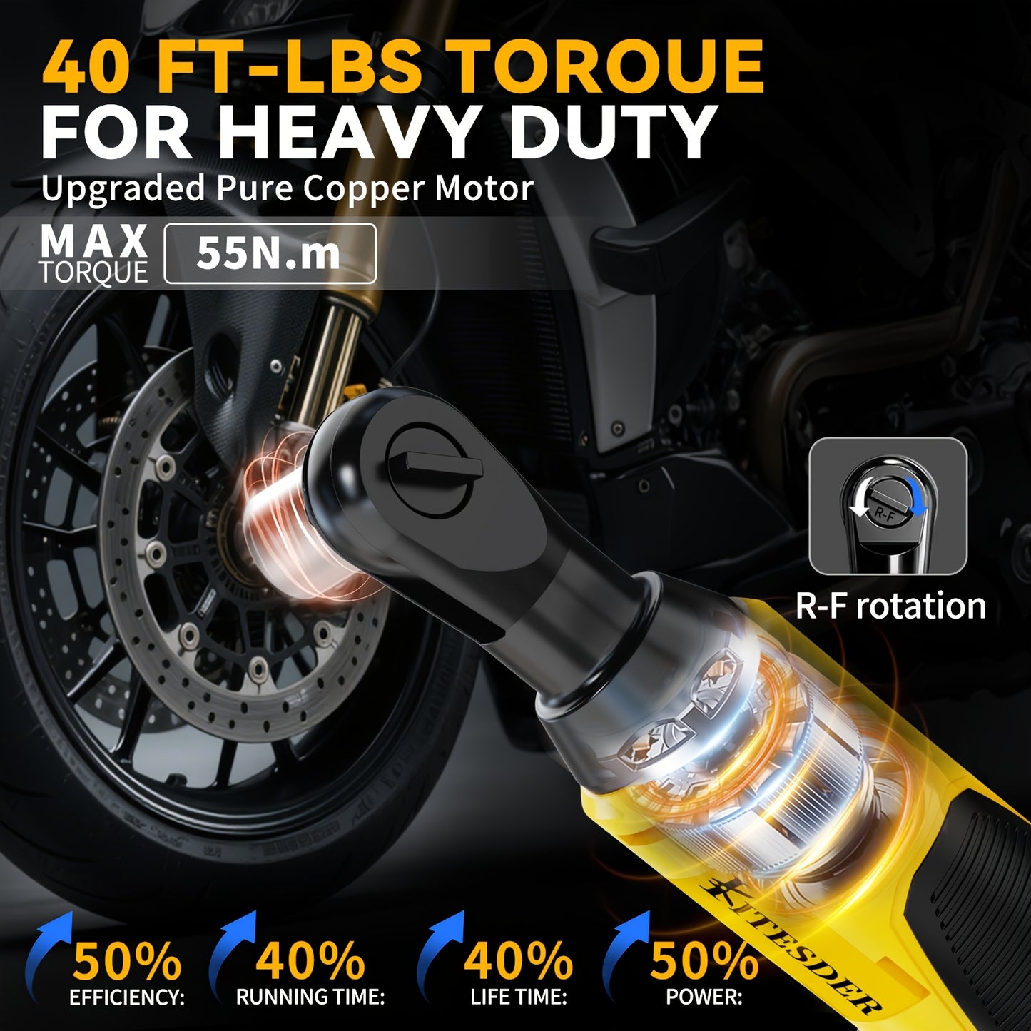 KITESDER12V Electric Ratchet Wrench Set, 400 RPM Ratchet Wrench, 3/8" Power Ratchet Tools with Variable Speed, 7 Sockets, 2 Packs 2.0Ah Lithium-Ion Battery And Fast Charger for Pipeline Maintenance.Christmas Gift, Local Warehouse