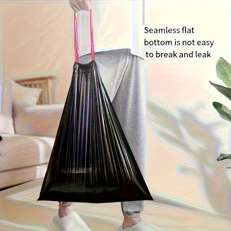 5 Rolls, Total 100 Bags Thick Black Leak Proof Drawstring Garbage Bag- Made of Durable Vinyl Material, Easy to Seal Design, Suitable Bathrooms, Kitchens, Outdoors, Restaurants, Hotels- Cleaner And More Efficient, Garbage Bags