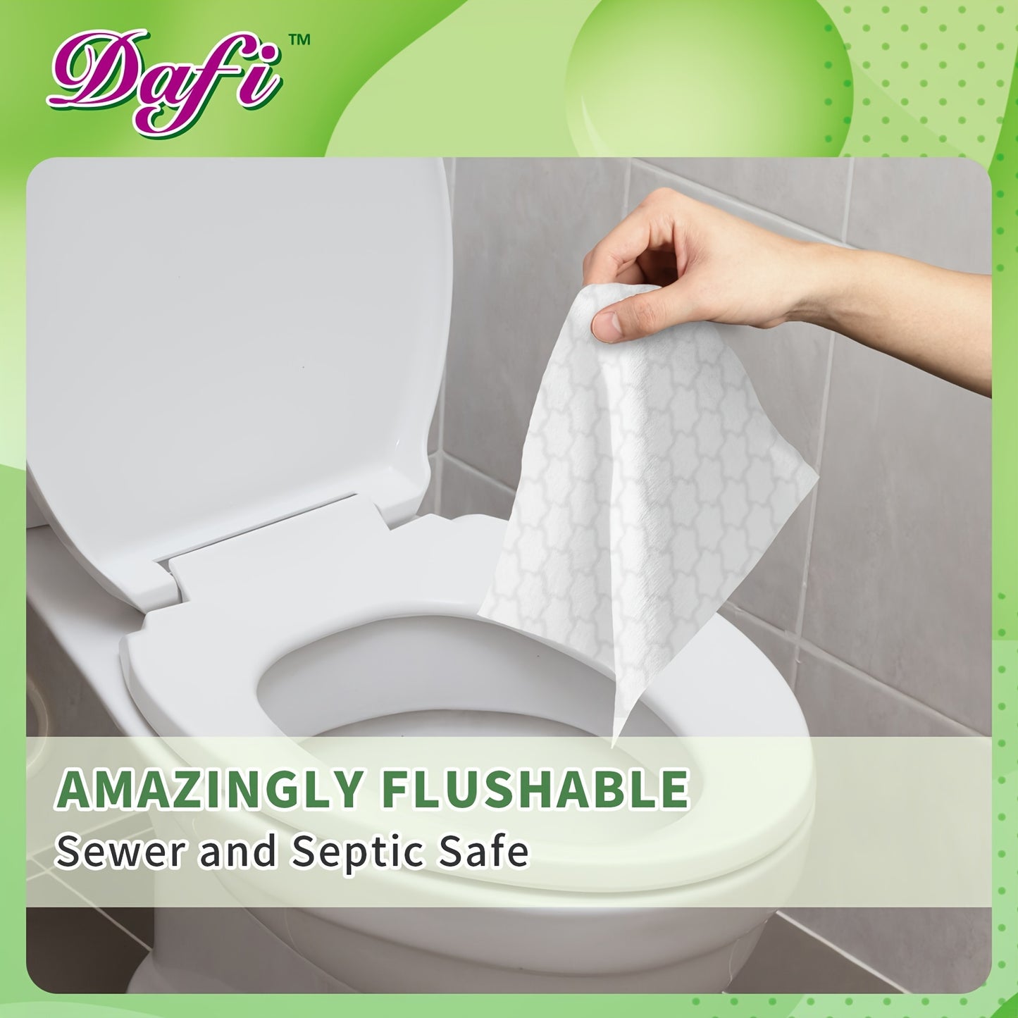 DAFI 15/9/6 Packs Flushable Wipes for Adult Wet Wipes, Total 480 Unscented Toilet Wipes Flushable, No Alcohol & 100% Plant Based Fibers, Septic And Sewer Safe