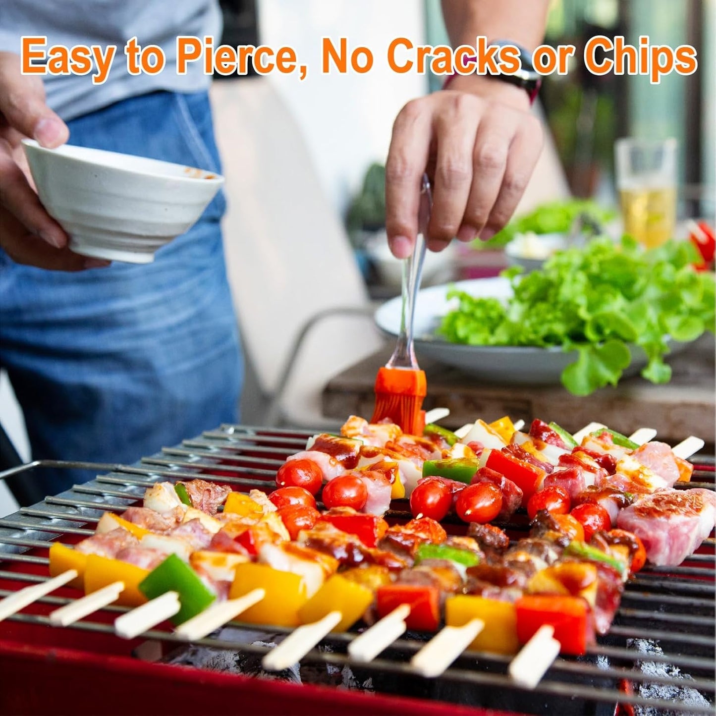 400 Bamboo Skewers for Appetizers, 6-Inch Long Rooster Tail Pick Needle Decorative Toothpicks, Flat Wooden Food Sticks for Party Drink Fruit Barbecue, Appetizer Board Additions
