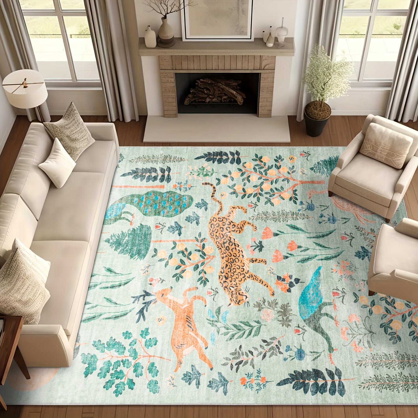 Chakme jungle animal blanket, 5x7 living room tiger area blanket anti slip soft tiger blanket, thin colored animal blanket, bedroom daycare area blanket (5x7ft)