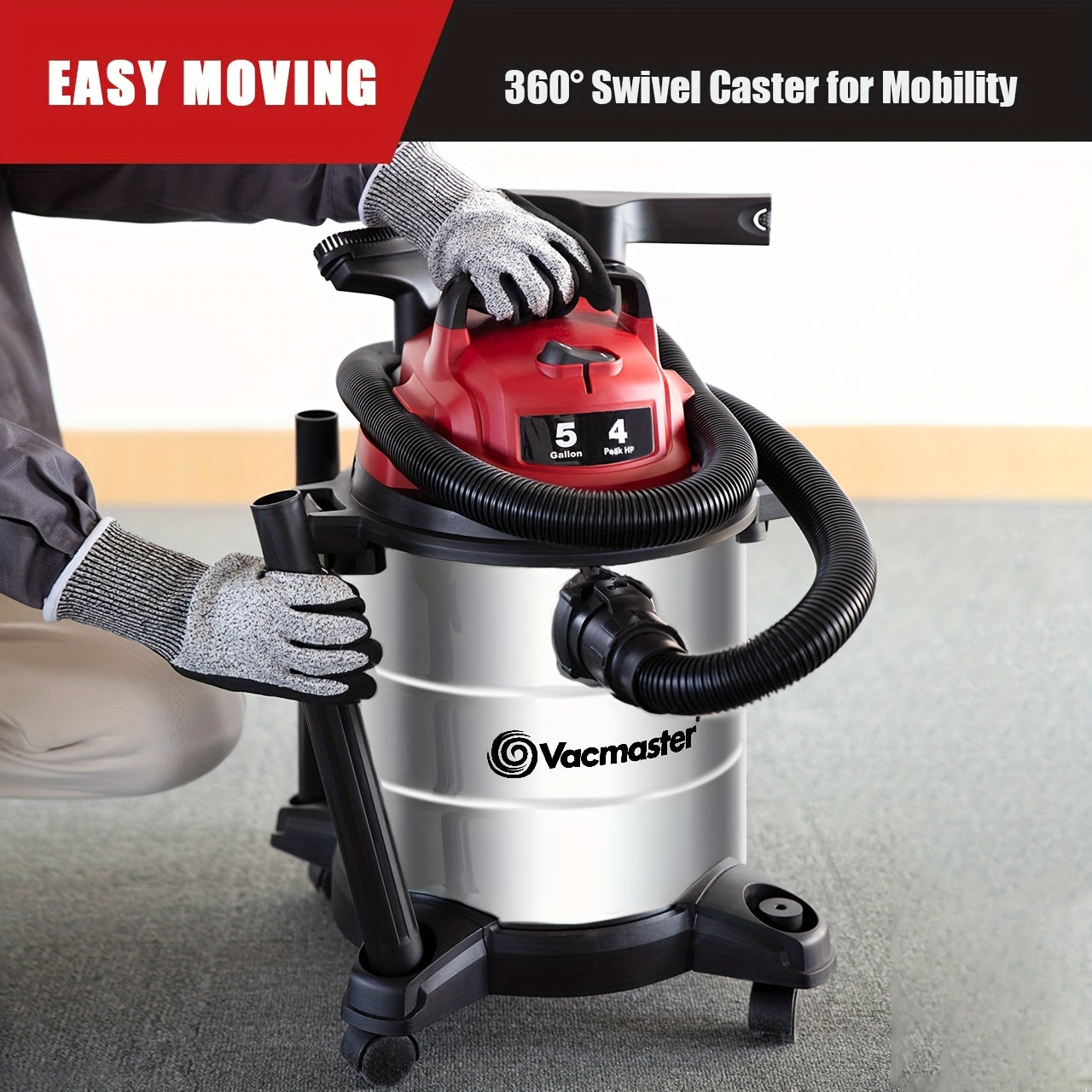 Shop Vac 5 Gallon/8 Gallon Premium Stainless Steel Wet Dry Vacuum Cleaner 10ft Power Cord 16KPa/20KPa Powerful Suction with Blower Function for Dog Hair, Garage, Car, Home & Workshop