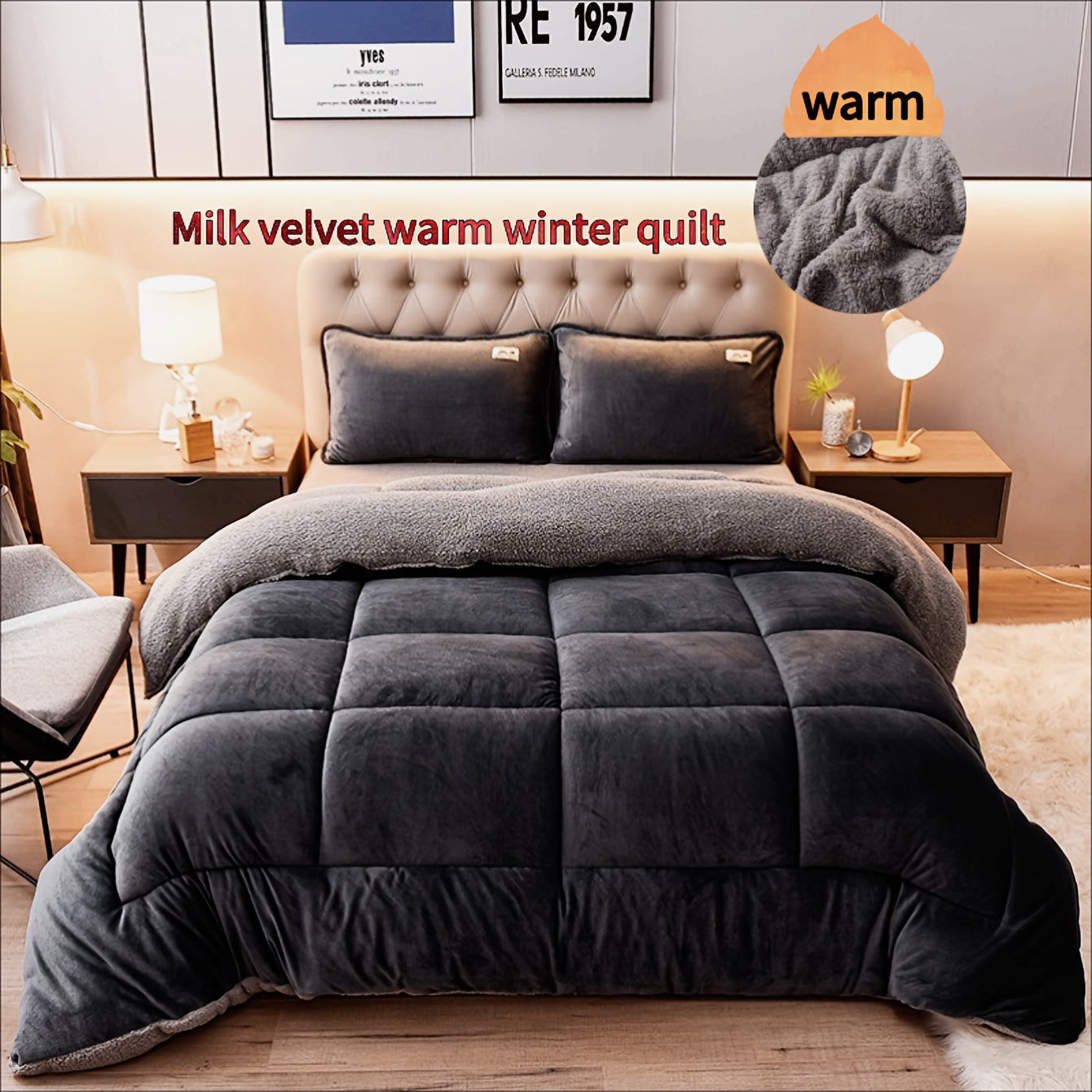 Opulent Reversible Milk Fleece Blanket - Cozy, Airy & Insulating for Year-Round Use, Ideal for Residential & Hospitality Settings, Washable in Machine (Pillowcase Excluded)