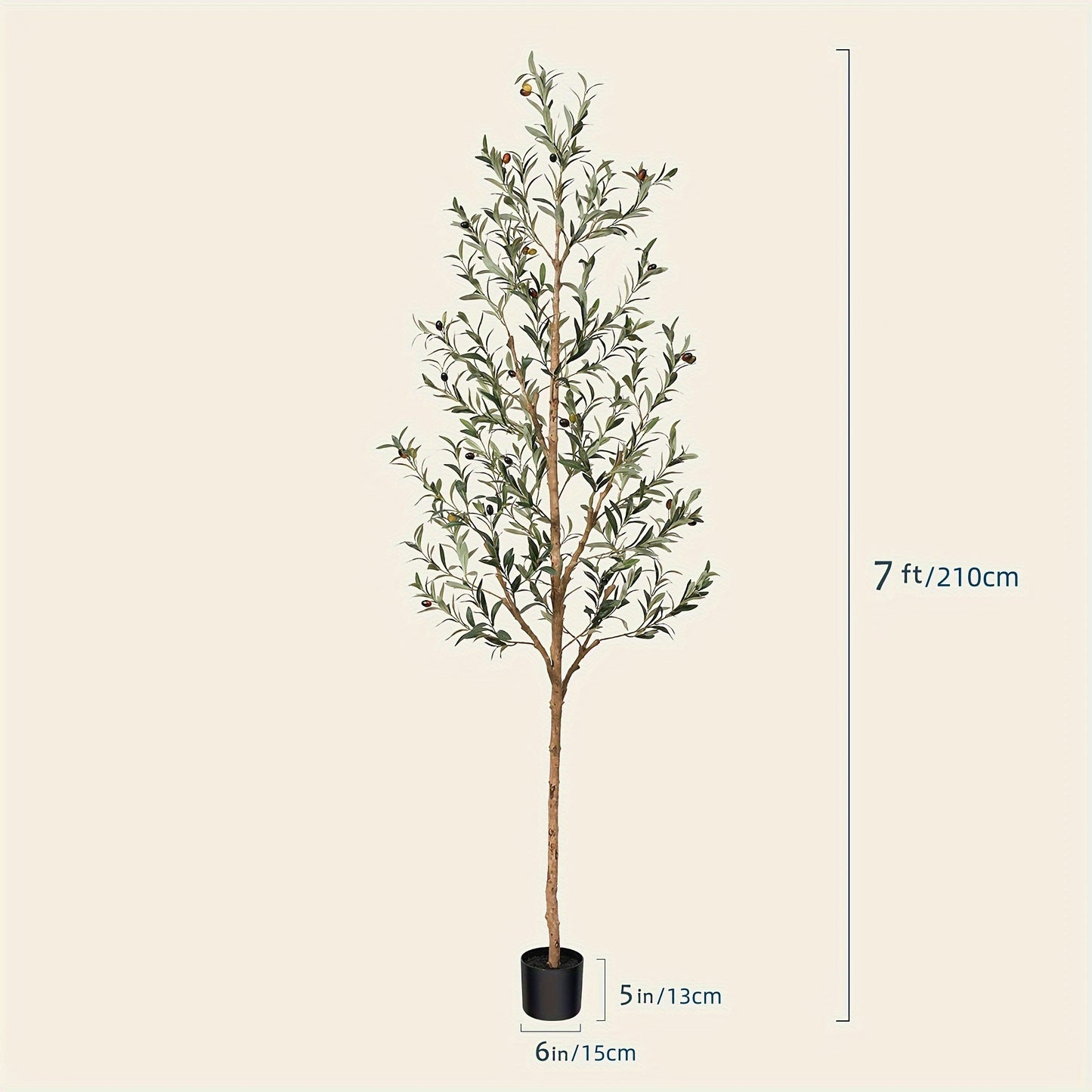 Artificial Olive Tree Potted Faux Plant Real Wood Trunk Lifelike Fruits Indoor Outdoor Home Office Decor Fake Silk Tree Multiple Sizes Available 4ft 5ft 6ft 7ft