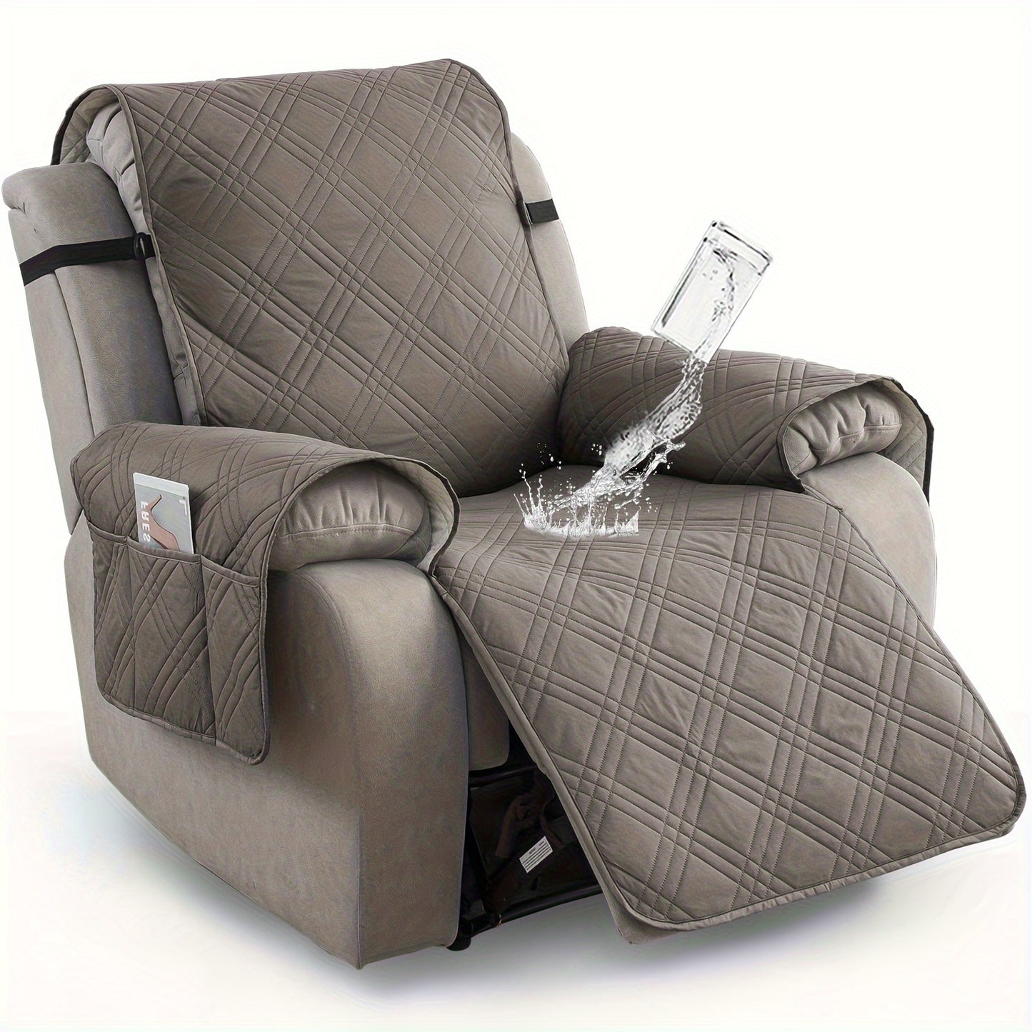 1pc 100% Waterproof Recliner Chair Cover, Non Slip Recliner Covers for Recliner Chair with Pocket, Pet Scratch-Resistant Sofa Slipcover, Washable Furniture Protector, Easy to Install for Living Room, Summer Home Decor, Father's Day Home Decorations