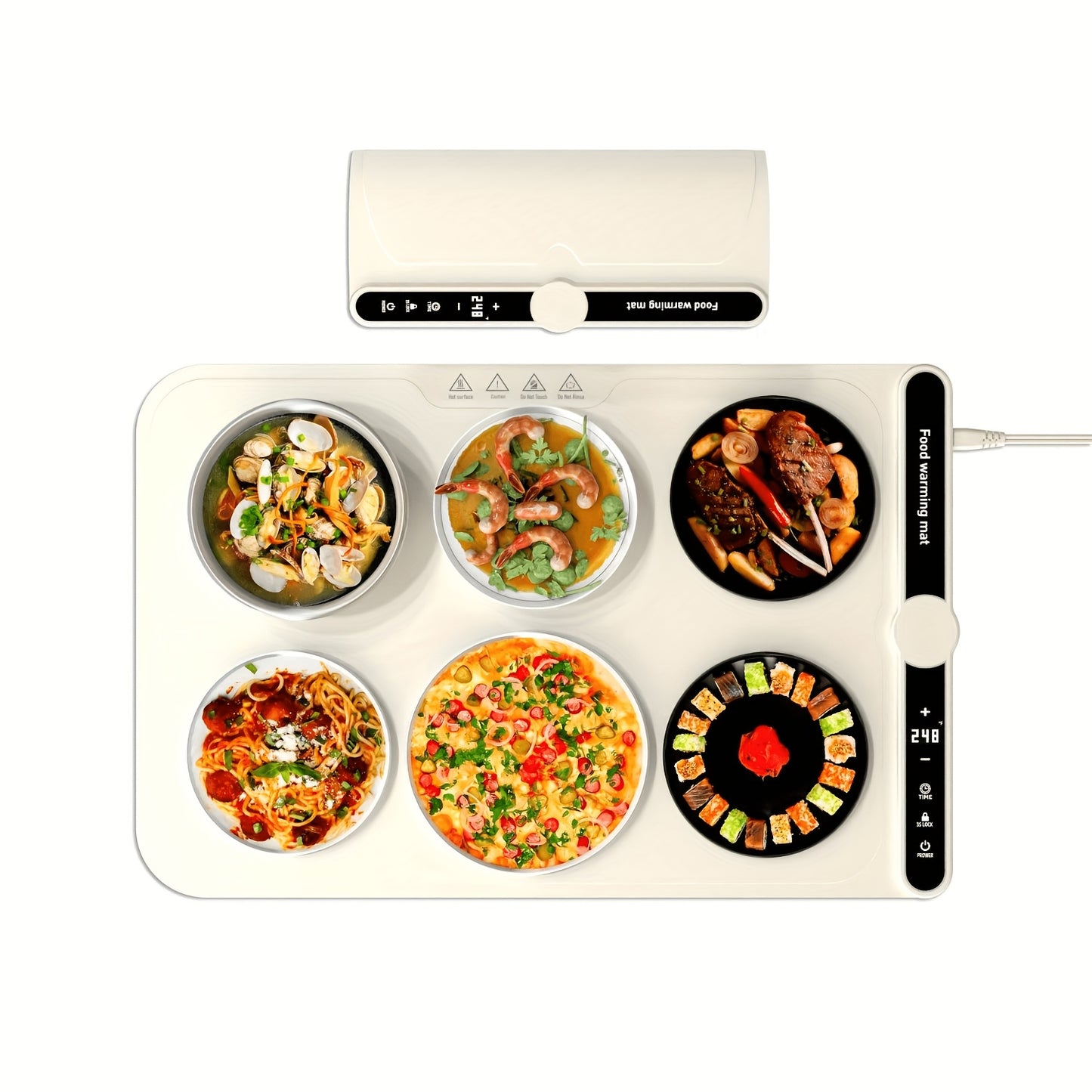 Upgrated Food Warming Mat, Electric Warming Tray, with 6 Temperature Levels & 6-Hour Timer, Full Surface Heating Mat, Roll Up Food Warmer for Holiday Parties & Buffets, Only for Cooking